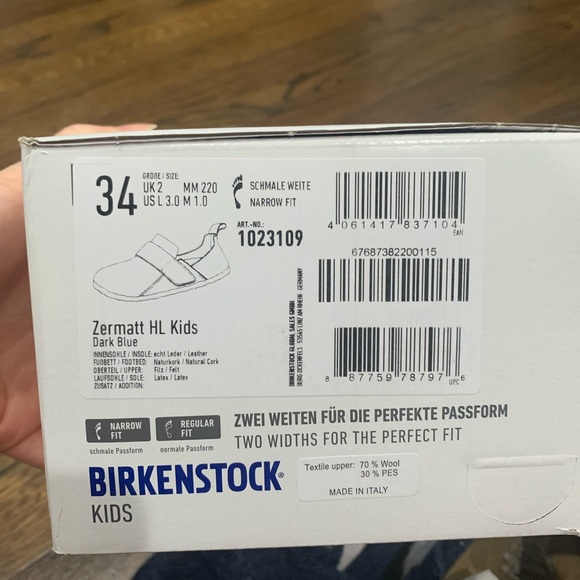 New Birkenstock Zermatt HL Kids Wool Felt Dark Blue Size 34 - Picture 9 of 9